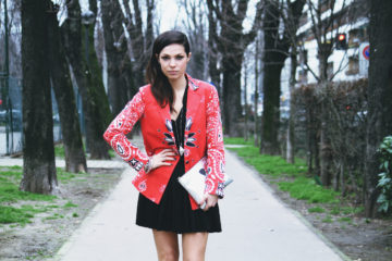 The Style Pusher Lavinia Biancalani wearing Mauro Grifoni Phonz Says Black Milan Fashion Week Fashion Blogger